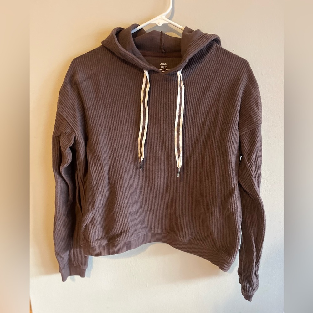 Aerie Cropped Corduroy Hoodie